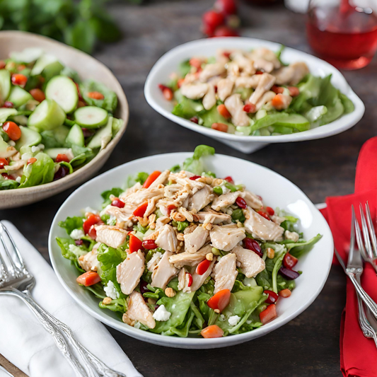 Asian Chopped Chicken Salad with Sliced Tiger Nuts and 2 dressing options