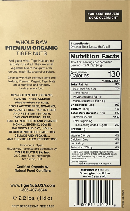 Raw Premium Organic Tiger Nuts Kilo (2.2 lbs)