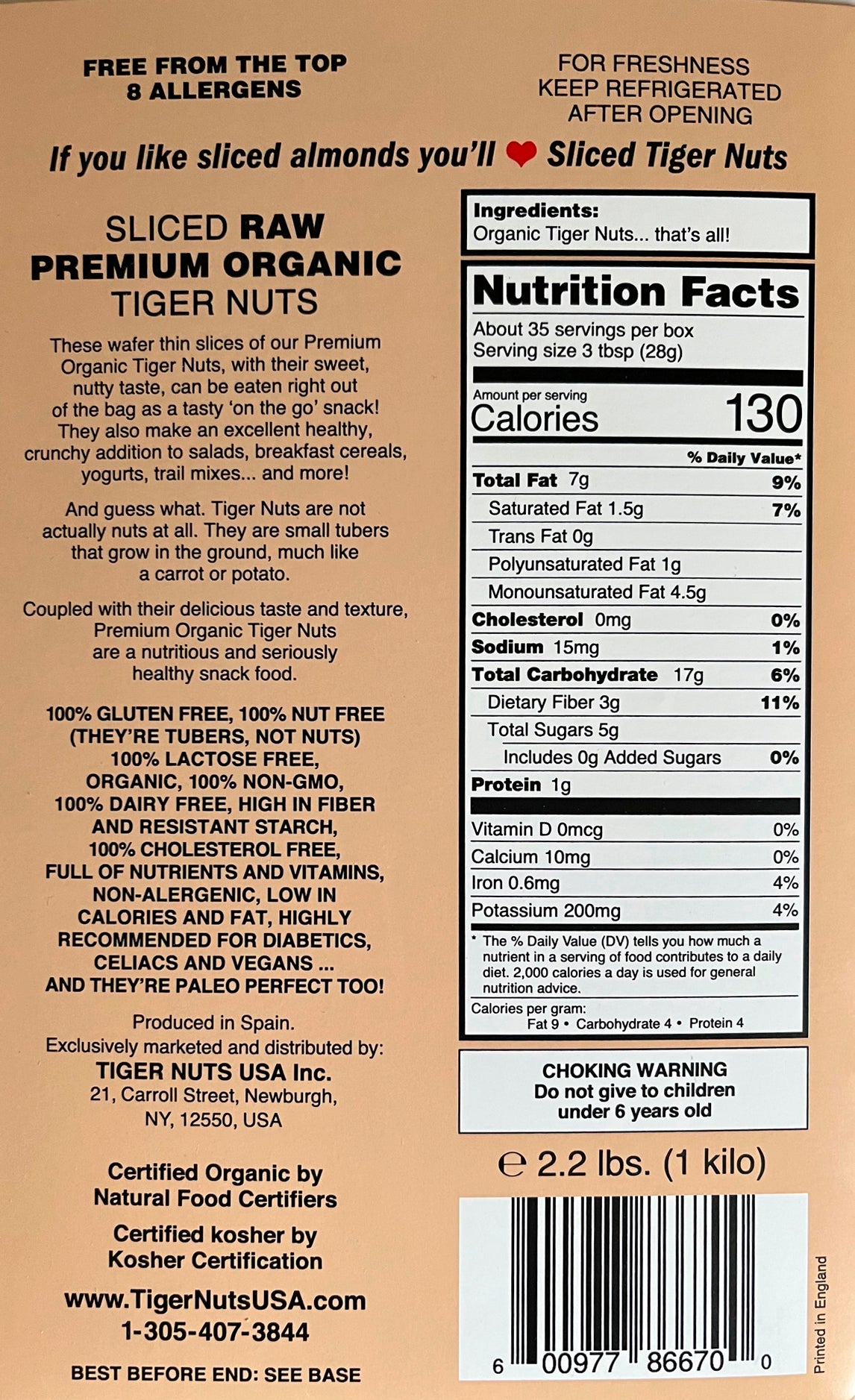 Gluten Free Tiger Nuts Sliced Tiger Nuts Tiger Nuts USA Tiger