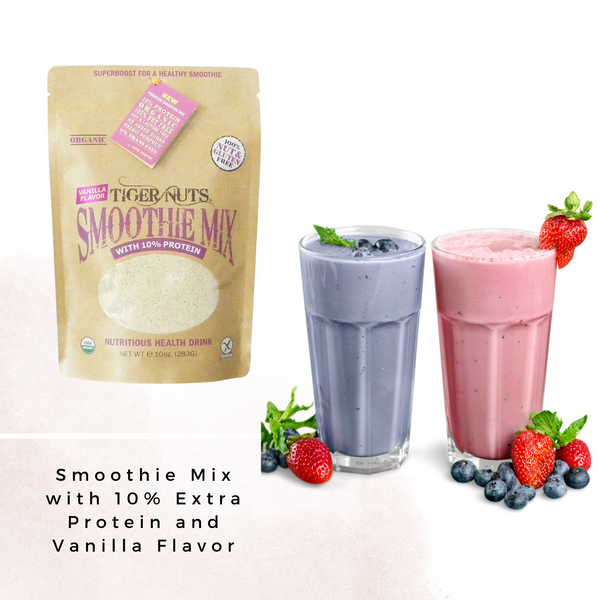 Tiger Nuts Smoothie Mix with 10% Extra Protein and Vanilla Flavor! Customer Review: I love this company!! The smoothie mix is beyond delicious!! From the packaging to the products - class act all the way.